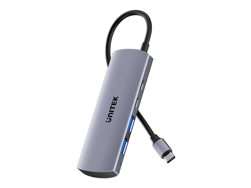 Unitek uHUB Q4 hub 4-in-1 10 Gbps USB-C 4 Product shot Right-angle 79550