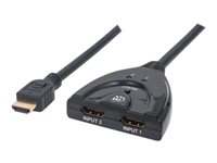 Manhattan HDMI 1080p  2-Port, Integrated Cable, Black Video-/audioswitch HDMI