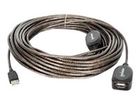 Manhattan USB-A to USB-A Extension Cable, 20m, Male to Female, Active, 480 Mbps (USB 2.0), Daisy-Chainable, Built In Repeater, Hi-Speed USB, Black, Three Year Warranty, Boxed - USB extension cable - 20 m