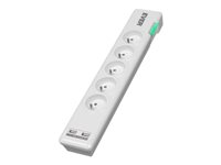 EVER ELITE USB Strømstødsbeskytter 5-stik 10A Hvid 1.5m