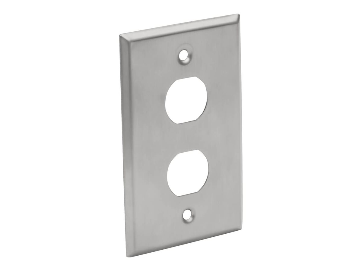 Eaton Tripp Lite Series RJ45 Bulkhead Wall Plate 2 Cutouts Industrial Metal Single Gang TAA