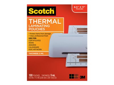 Scotch 100-pack clear 8.9 in x 11.5 in lamination pouches