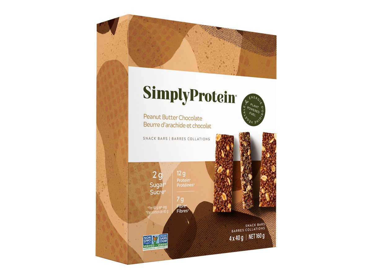 SimplyProtein Plant-Based Snack Bars - Peanut Butter Chocolate - 4 x 40g