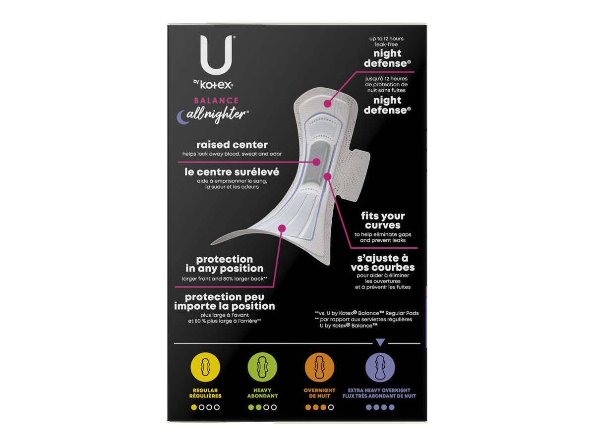 U by Kotex Balance Ultra Thin Sanitary Pad - Extra Heavy Overnight - 22 Count