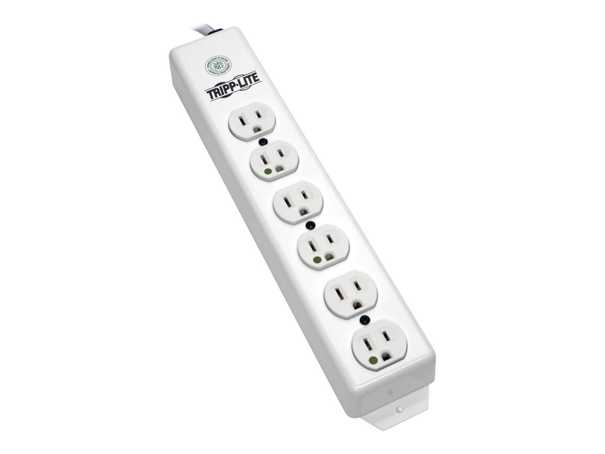 Tripp Lite Safe-IT Power Strip Hospital Medical Antimicrobial 120V 5-15R-HG 6 Outlet 6' Cord Metal