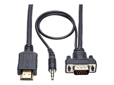 Eaton Tripp Lite Series HDMI to VGA + Audio Active Adapter Cable (HDMI to Low-Profile HD15 + 3.5 mm M/M), 3 ft. (0.9 m)
