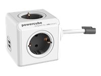 Allocacoc PowerCube extended usb Strømfordelingsenhed 4-stik 16A Grå Hvid 1.5m