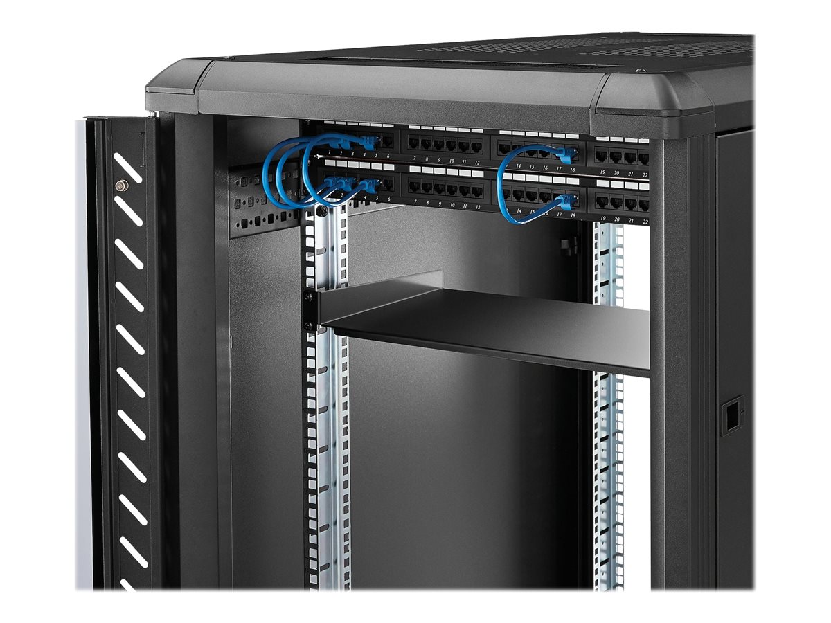 StarTech.com 1U Fixed Server Rack Mount Shelf, 10in Deep Steel Universal Cantilever Tray for 19" AV/Data/Network Equipment Rack with Cage Nuts & Screws, 44lbs Weight Capacity, 10" Deep - 1U Network Rack Shelf (CABSHELF1U10) - police skříně - 1U – foto 4