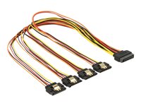 DeLOCK 15 pin Serial ATA strøm (male) - 15 pin Serial ATA strøm (female) Sort Orange Rød Gul 50cm Forlængerkabel til strøm