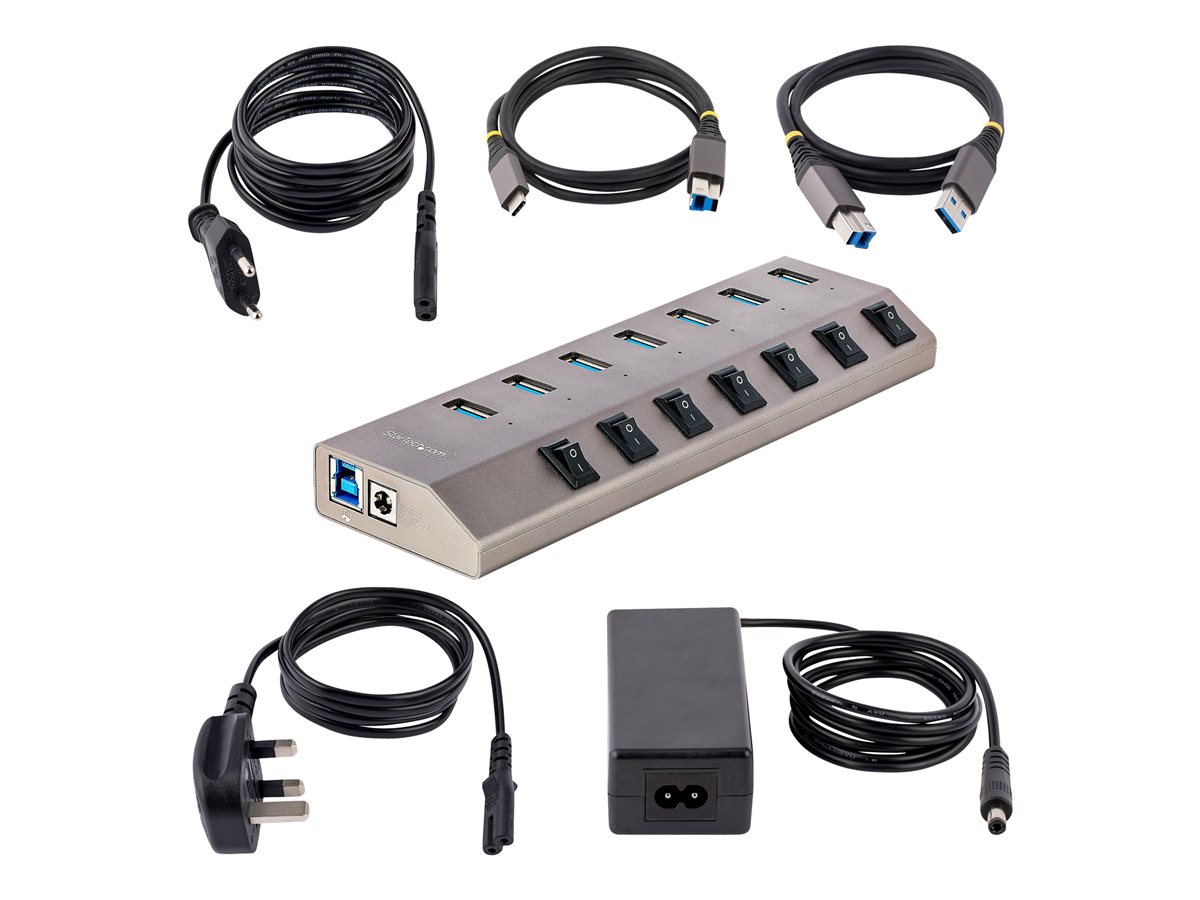 StarTech.com 7-Port Self-Powered USB-C Hub with Individual On/Off Switches, USB 3.0 5Gbps Expansion Hub w/Power Supply, Desktop/Laptop USB-C to USB-A Hub, 7x BC 1.2 (1.5A), USB Type C Hub - USB-C/A Host Cables (5G7AIBS-USB-HUB-EU) - rozbočovač - 7 porty – foto 5