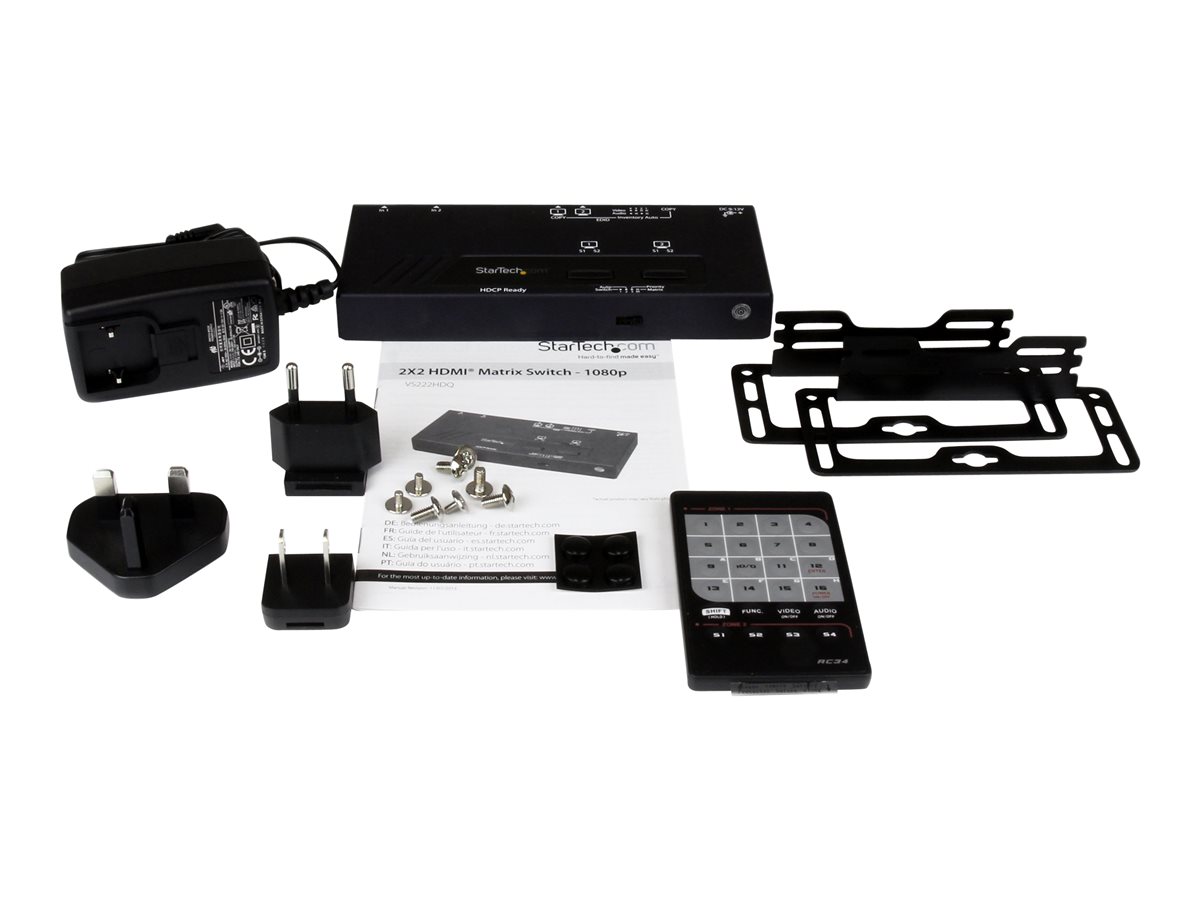 StarTech.com 2x2 HDMI Matrix Switch with Remote - 1080p Automatic & Priority Switcher - Video Wall Auto Selector Splitter Box - Audio Out (VS222HDQ) - spínač video/audio - 2 porty – foto 3
