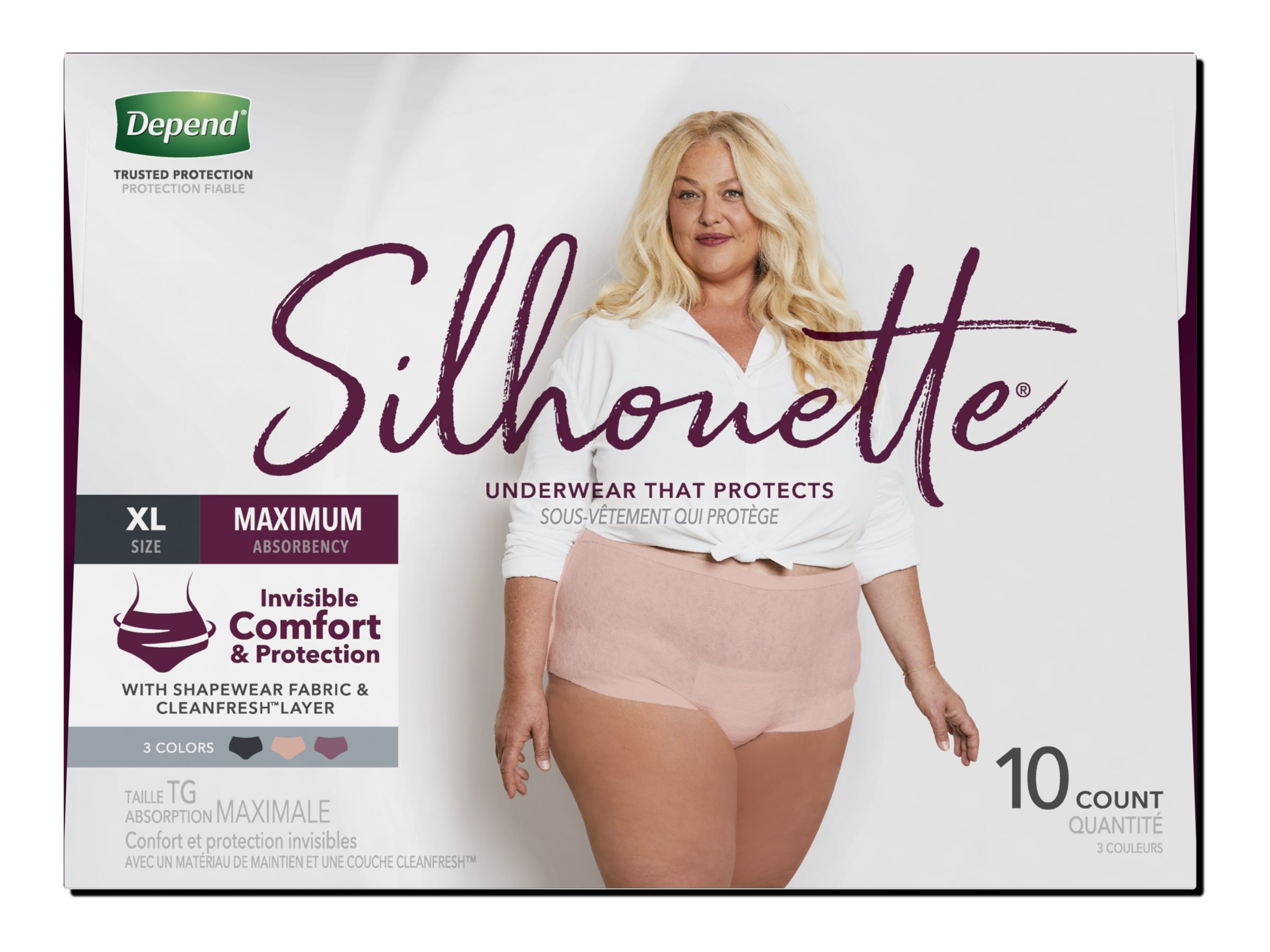 Depends Silhouette Adult Incontinence Underwear for Women, Maximum