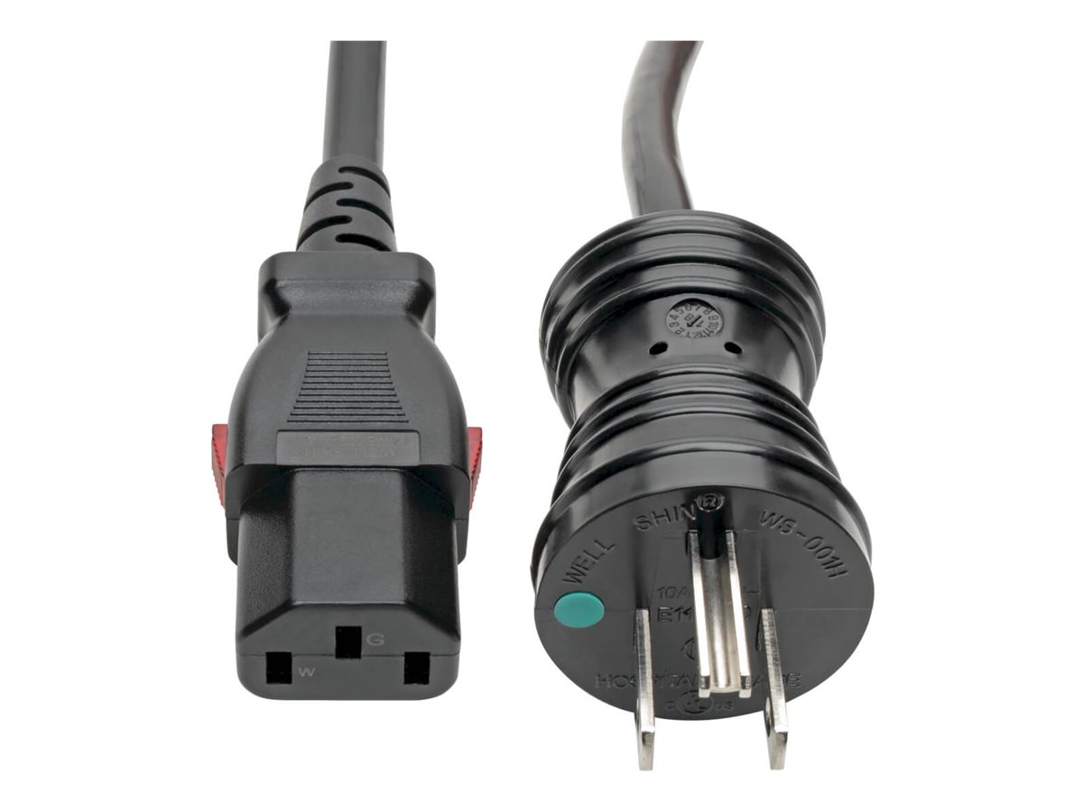 Eaton Tripp Lite Series Hospital-Grade Power Cord, NEMA 5-15P to Locking IEC C13