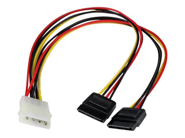 Startechcom 12in Lp4 To 2x Sata Power Y Cable Adapter Molex To To Dual Sata Power Adapter Splitter Power Adapter 4 Pin Internal Power To Sata Power