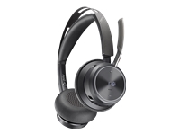 Poly Voyager Focus 2-M - Headset - on-ear - Bluetooth - wireless, wired - active noise canceling - USB-C - black - Certified for Microsoft Teams