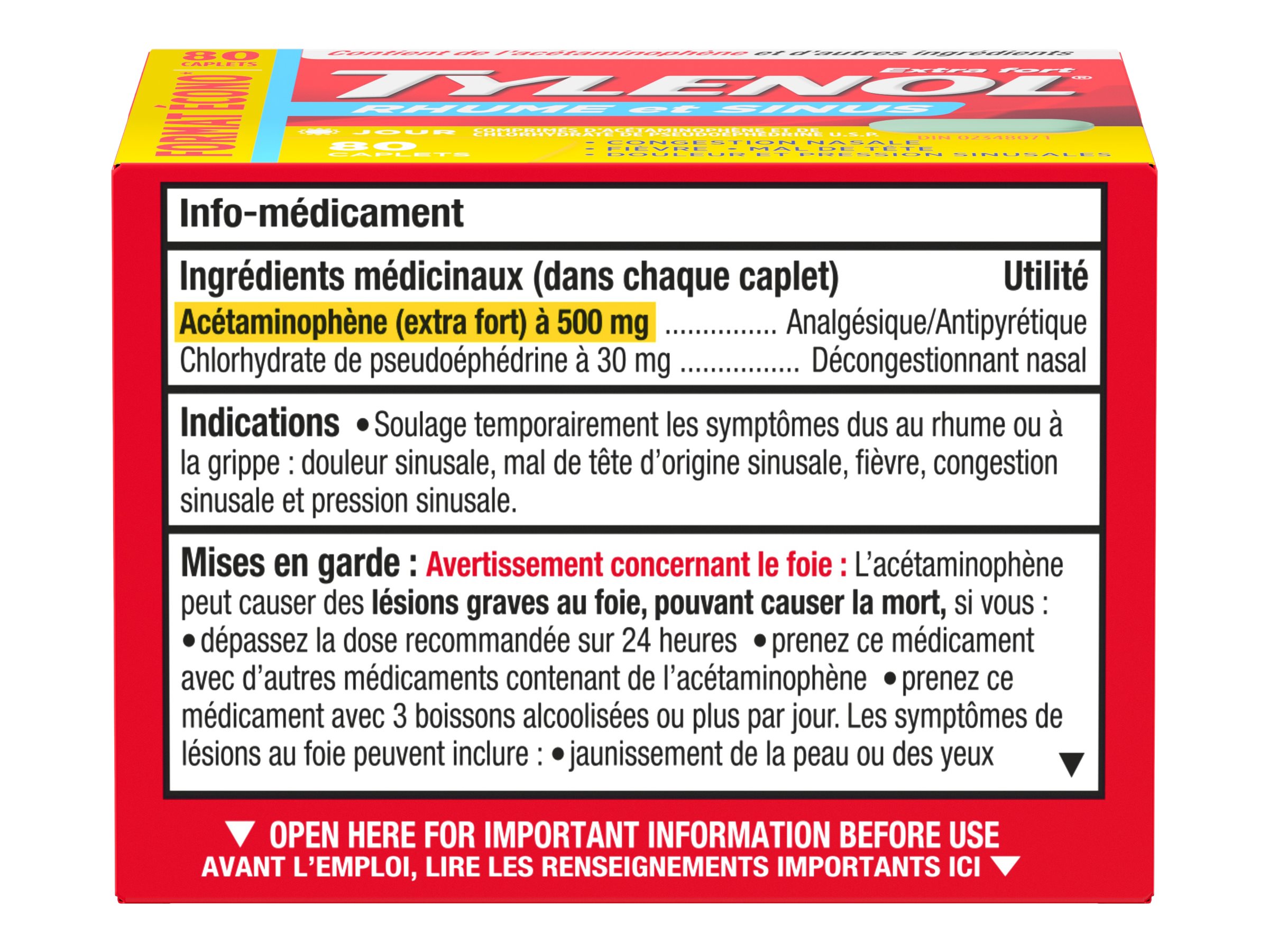 TYLENOL* Extra Strength Cold and Sinus Daytime Caplets 80s