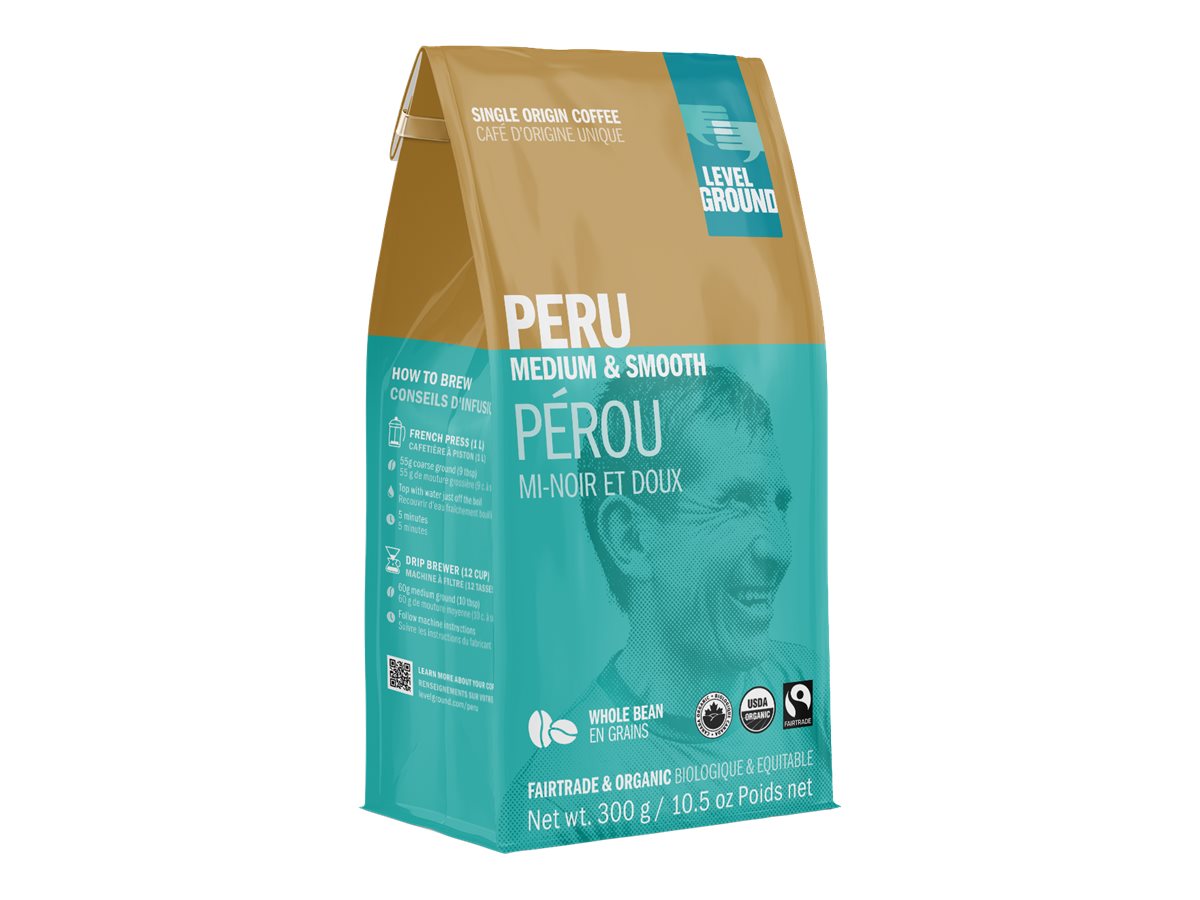 Level Ground Peru Whole Bean Coffee - Medium Roast - 300g