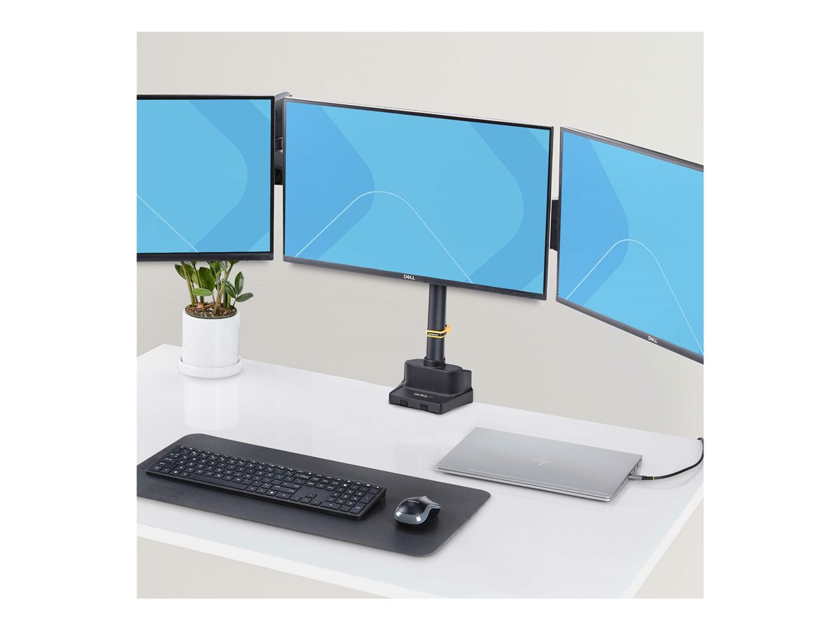 StarTech.com Triple Monitor Desk Mount For Up To Three 27in Screens, VESA 75x75/100x100, Tool-Less Arm Adjustments, C-Clamp/Grommet Mount, Spring-Assisted Arms montážní sada - nastavitelné rameno - pro 3 LCD displeje - černá – foto 8
