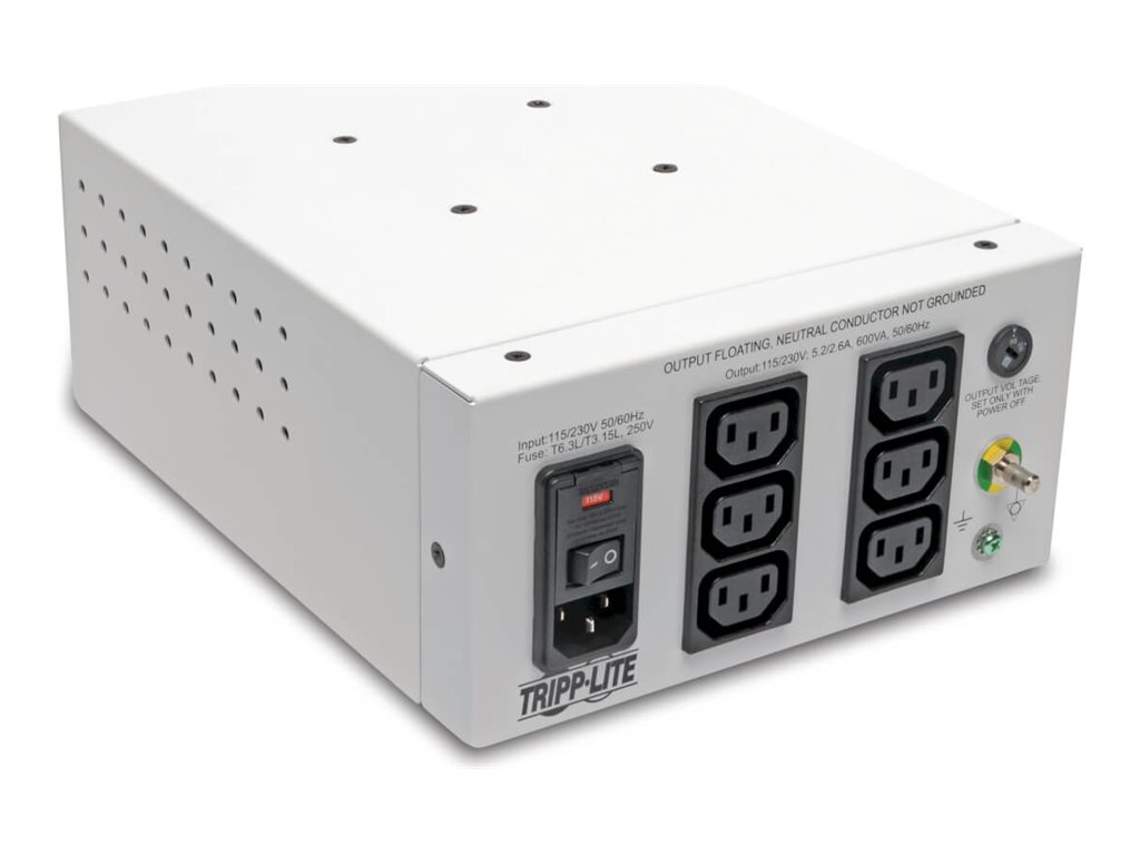 ISOLATION TRANSFORMER HOSPITAL DUAL-VOLTAGE 115/230V 600W 6 C13