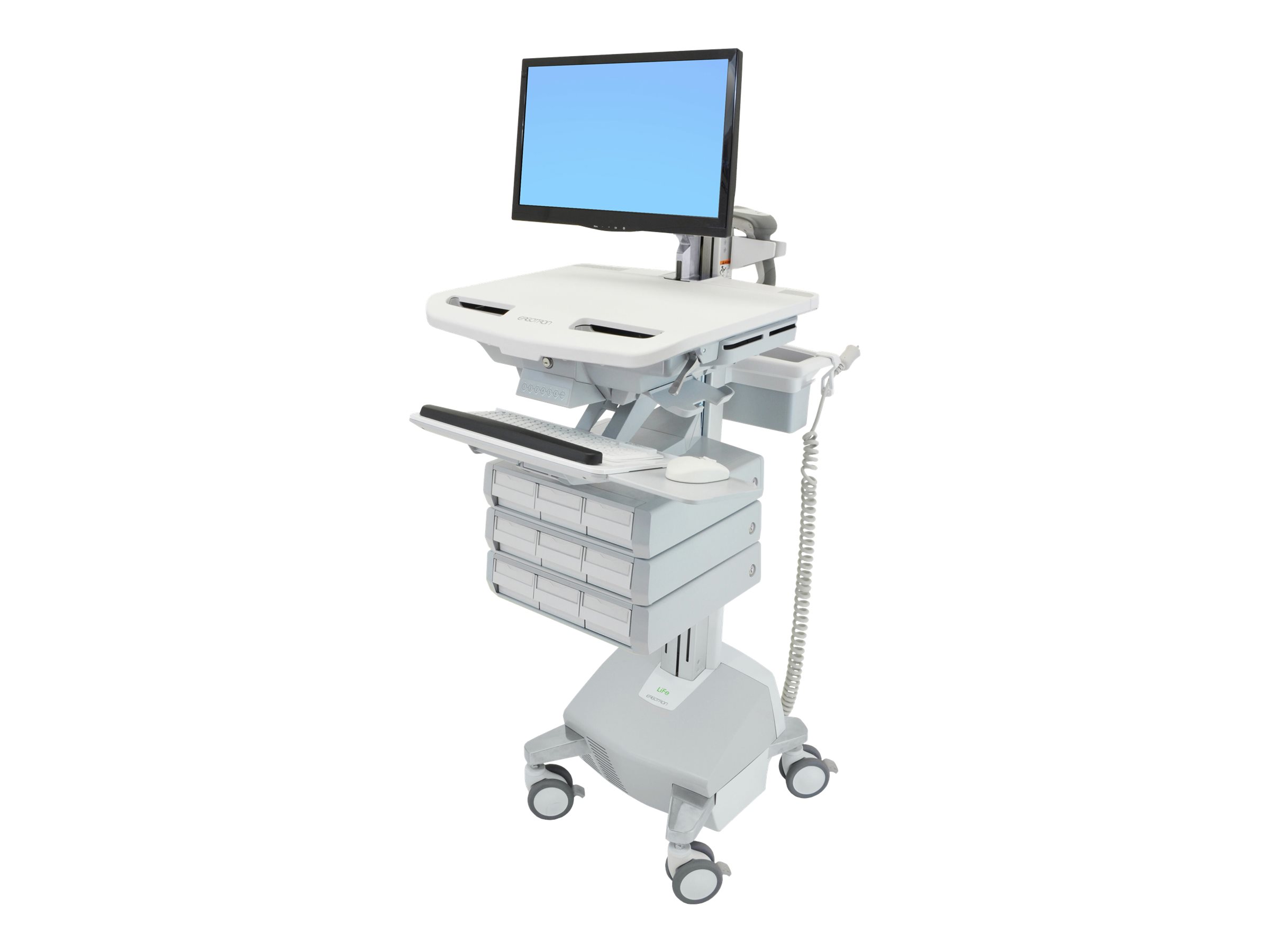 Ergotron StyleView Cart with LCD Arm, LiFe Powered, 9 Drawers