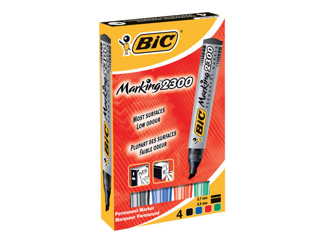 Bic Marking 2300 Marker Black Red Blue Green Pack Of 4