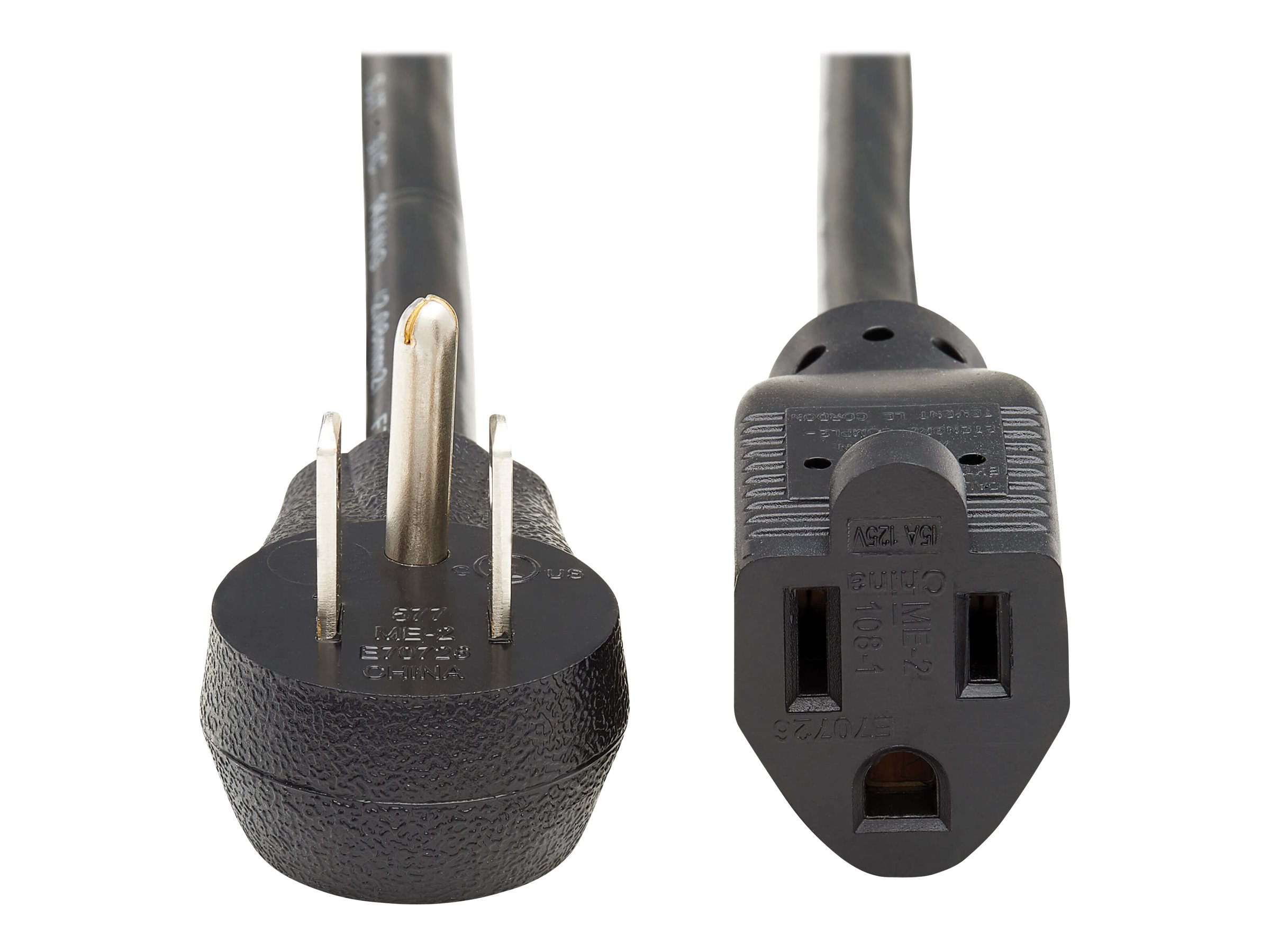 Tripp Lite Power Extension Cord, Right-Angle NEMA 5-15P to NEMA 5-15R