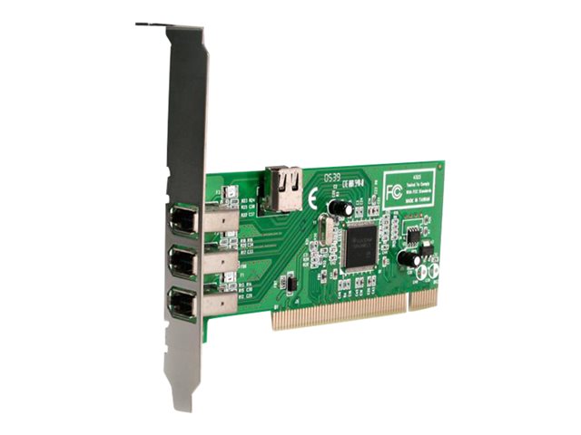 Image of StarTech.com 4 port PCI 1394a FireWire Adapter Card - 3 External 1 Internal FireWire PCI Card for Laptops (PCI1394MP) - FireWire adapter - PCI - 3 ports