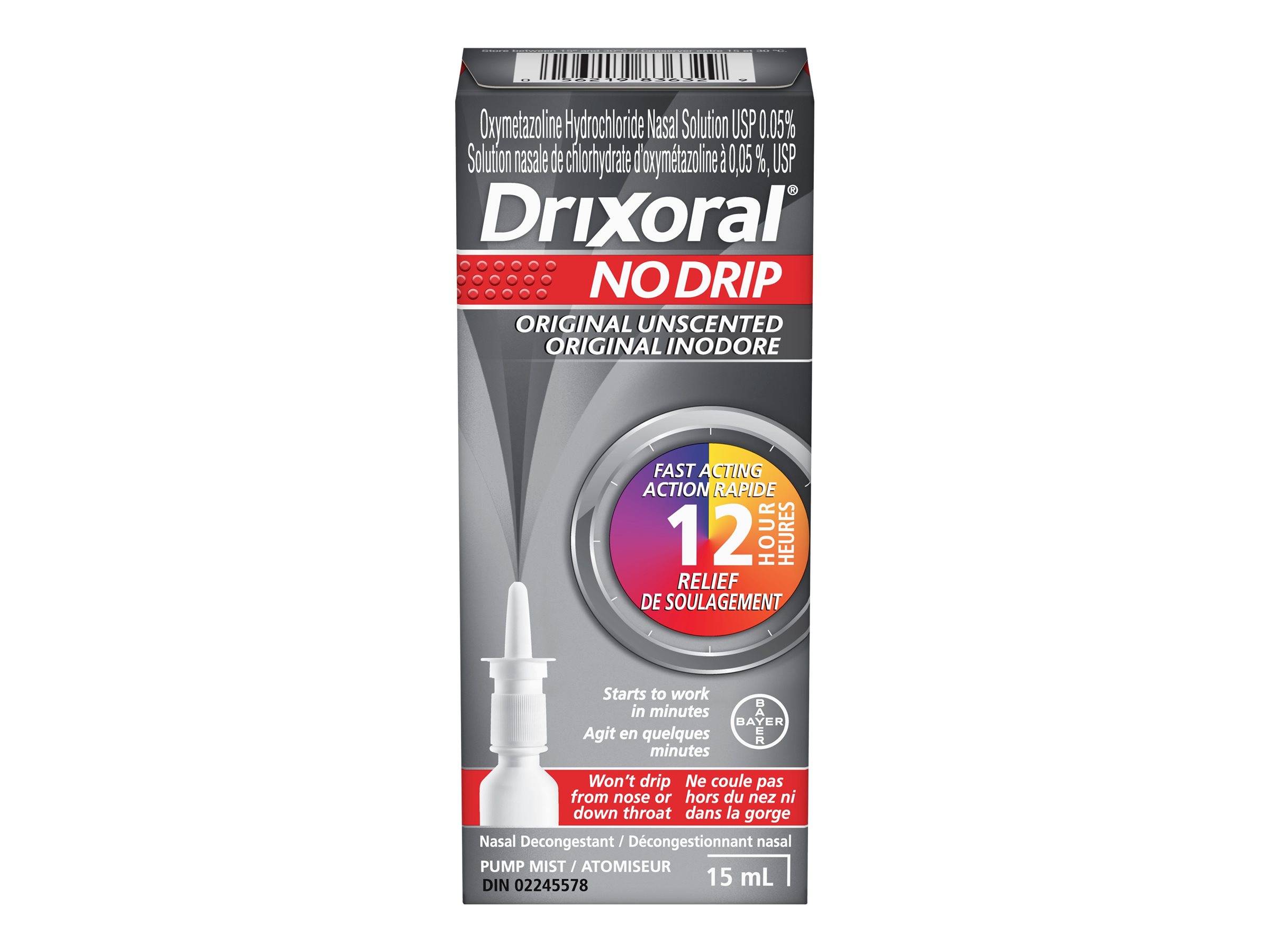Drixoral No Drip Original Unscented Nasal Decongestant Spray 15ml