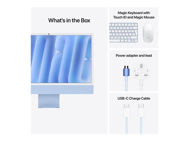 Apple iMac 24" 4,5K - M4 - 16 Go - 256 Go SSD - franais - bleu