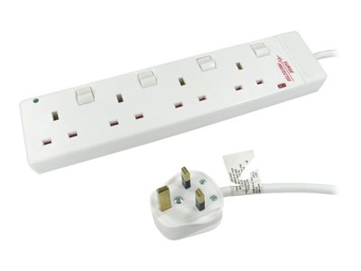 Cables Direct 4 Way Switched Surge Protected Power