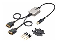 StarTech.com 2ft (60cm) 2-Port USB to Serial Adapter Cable, Interchangeable DB9 Screws/Nuts, COM Retention, USB-A to DB9 RS23