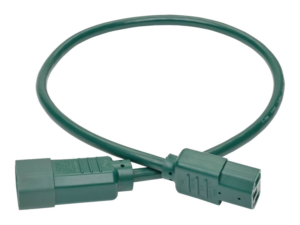 Tripp Lite 2ft Computer Power Extension Cord 10A 18 AWG C14 to C13 Green 2'