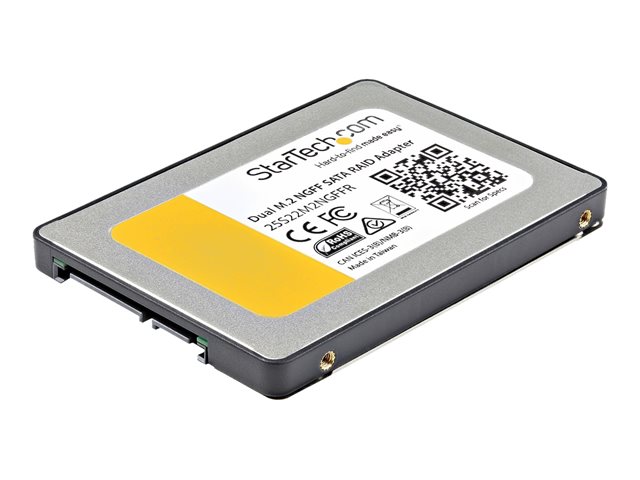 Image of StarTech.com Dual M.2 SATA Adapter with RAID - 2x M.2 SSDs to 2.5in SATA (6Gbps) RAID Adapter Converter with TRIM Support (25S22M2NGFFR) - storage controller (RAID) - M.2 Card - SATA 6Gb/s