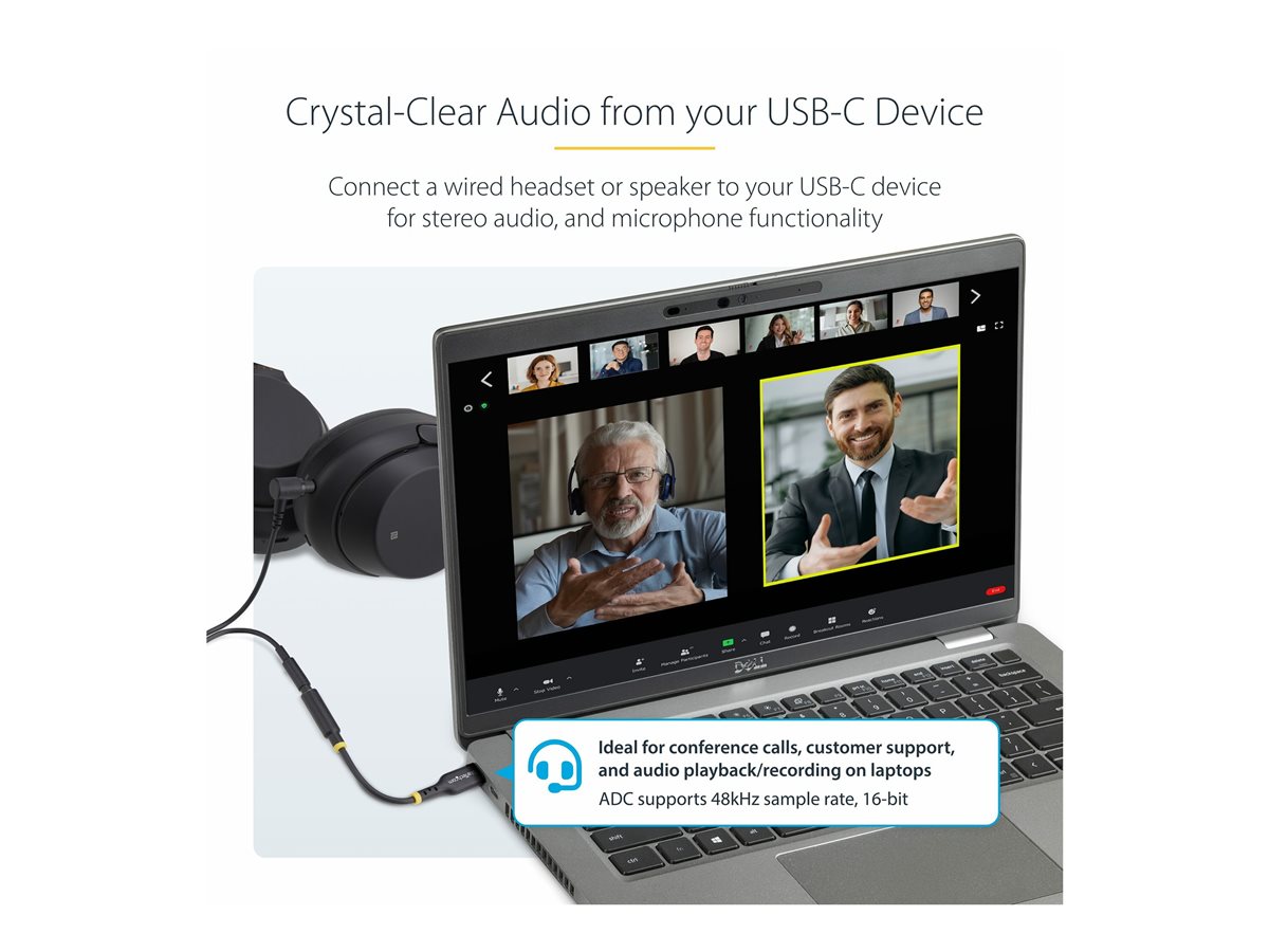 StarTech.com USB-C Audio Adapter to 3.5mm TRRS Jack, Headphone Aux Dongle - adaptér USB-C/jack sluchátek - 12.7 cm – foto 10