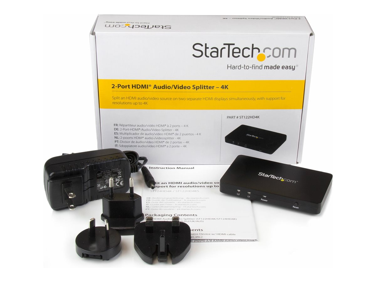 StarTech.com HDMI Splitter 1 In 2 Out - 4k 30Hz - 2 Port - Aluminum - HDMI Multi Port - HDMI Audio Splitter (ST122HD4K) - spínač video/audio - 2 porty – foto 5