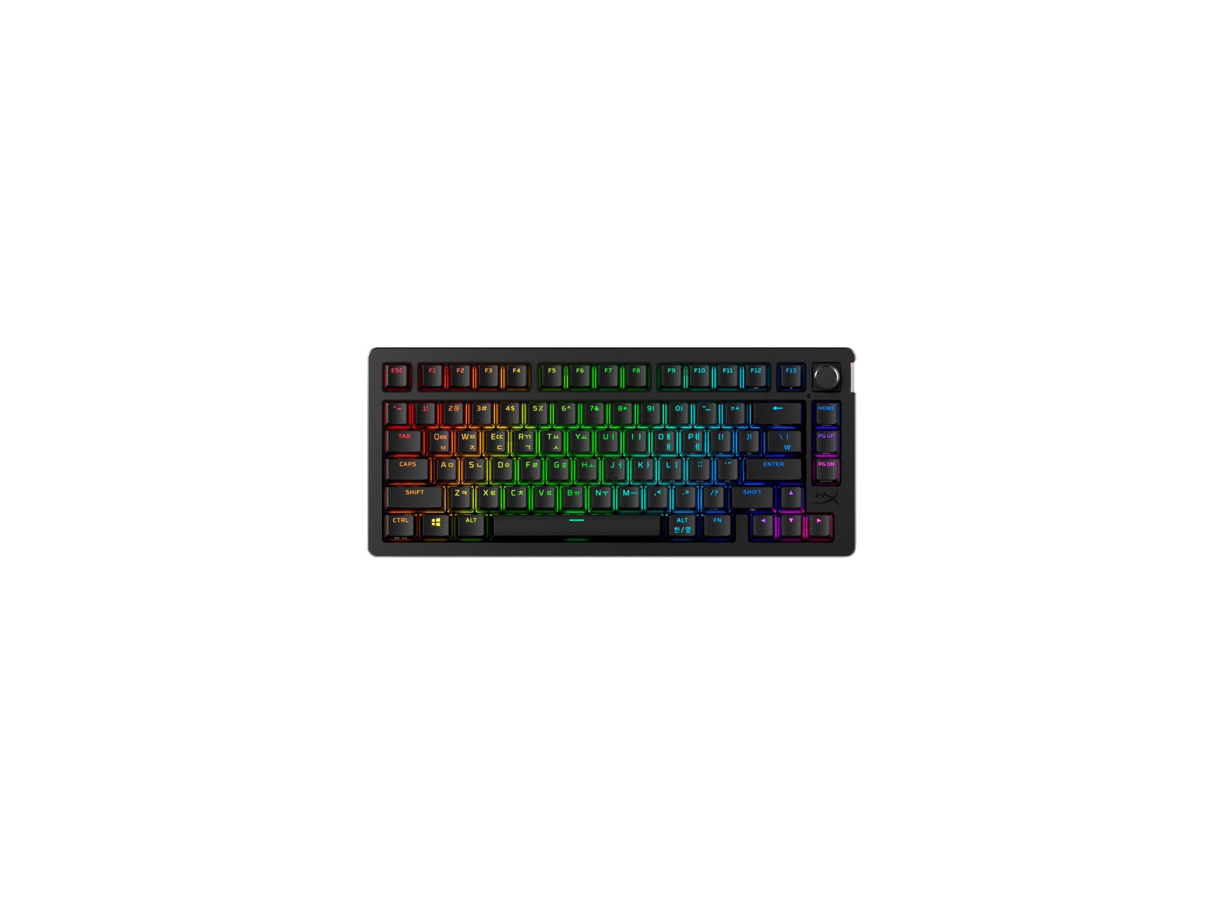 HyperX Alloy Rise keyboard 1000 Hz polling rate 100% anti-ghosting 80 million key presses Product shot Front 79954