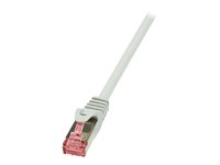 LogiLink PrimeLine CAT 6 Kabel med afskærmning med folie og kobberfletning (SFTP 2m Patchkabel Grå