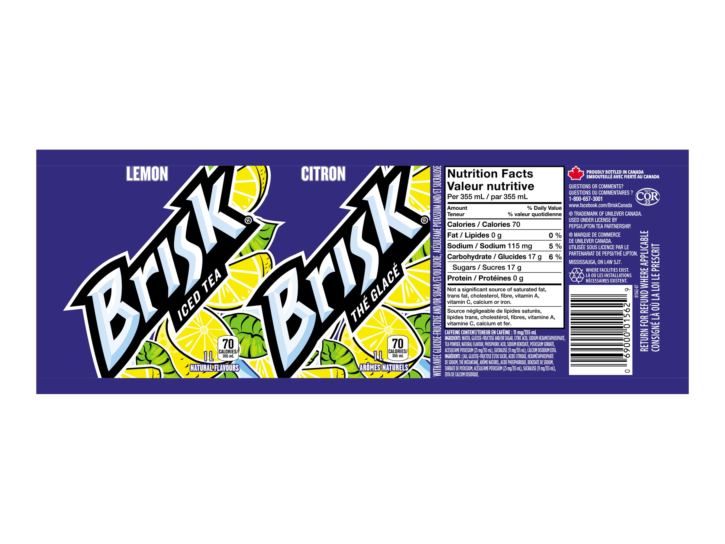 Brisk Lemon Iced Tea - 1L