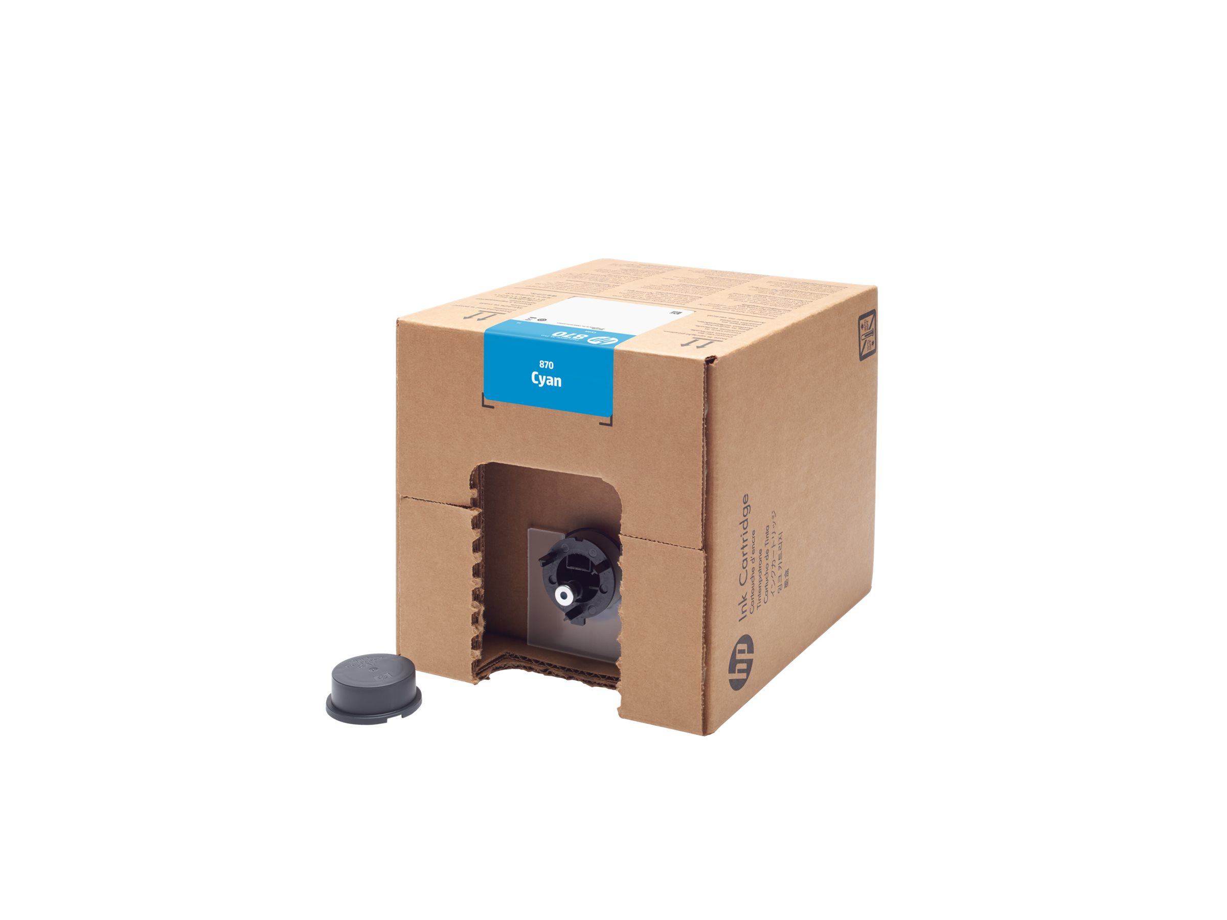 HP 870 cyan original PageWide XL Pro ink Product shot Right-angle 80000