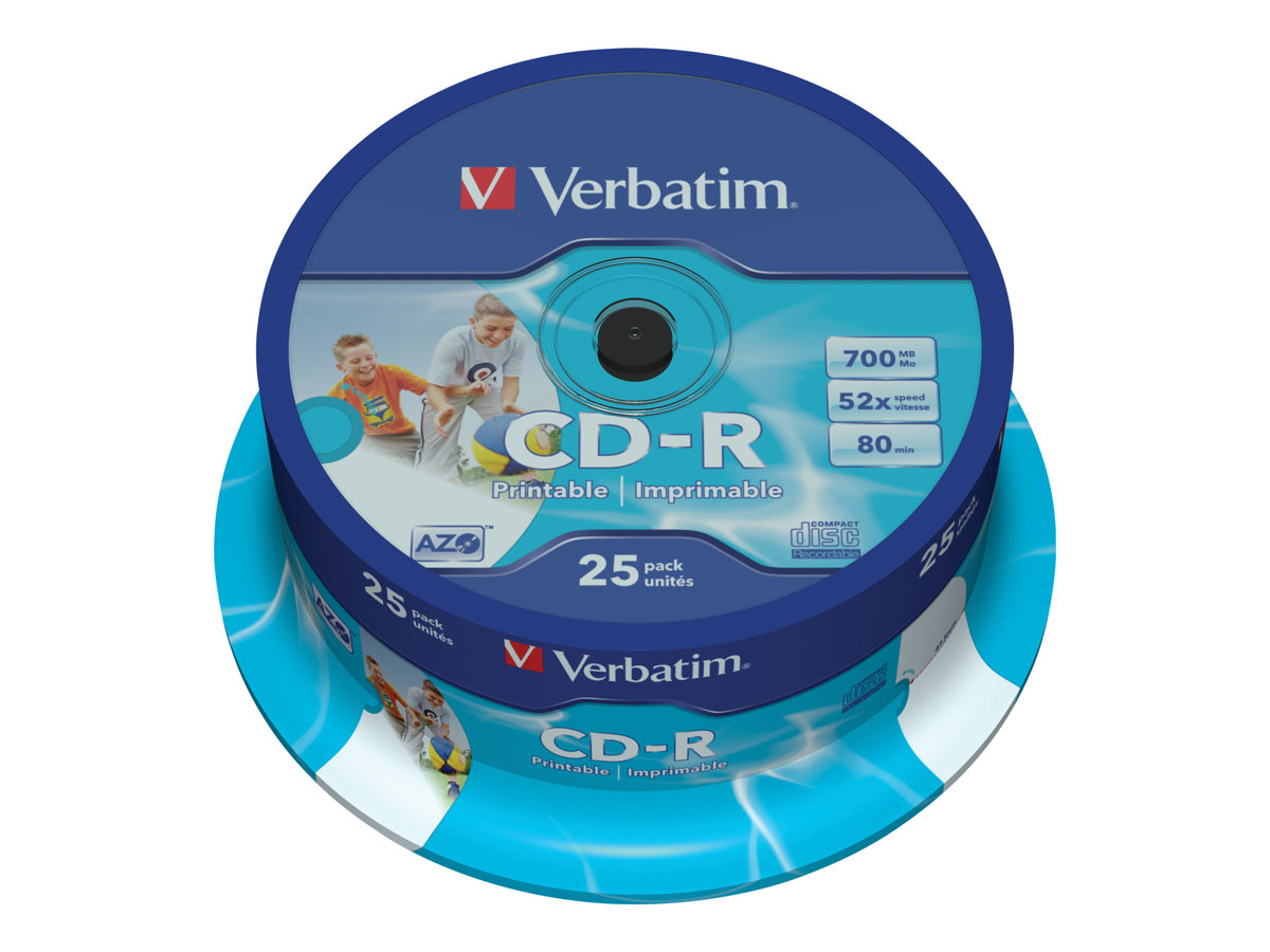 Verbatim DataLifePlus - 25 x CD-R - 700 MB 52x - bedruckbare Oberfl?che - Spindel