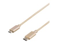 DELTACO Prime USB 2.0 USB Type-C kabel 1m Guld