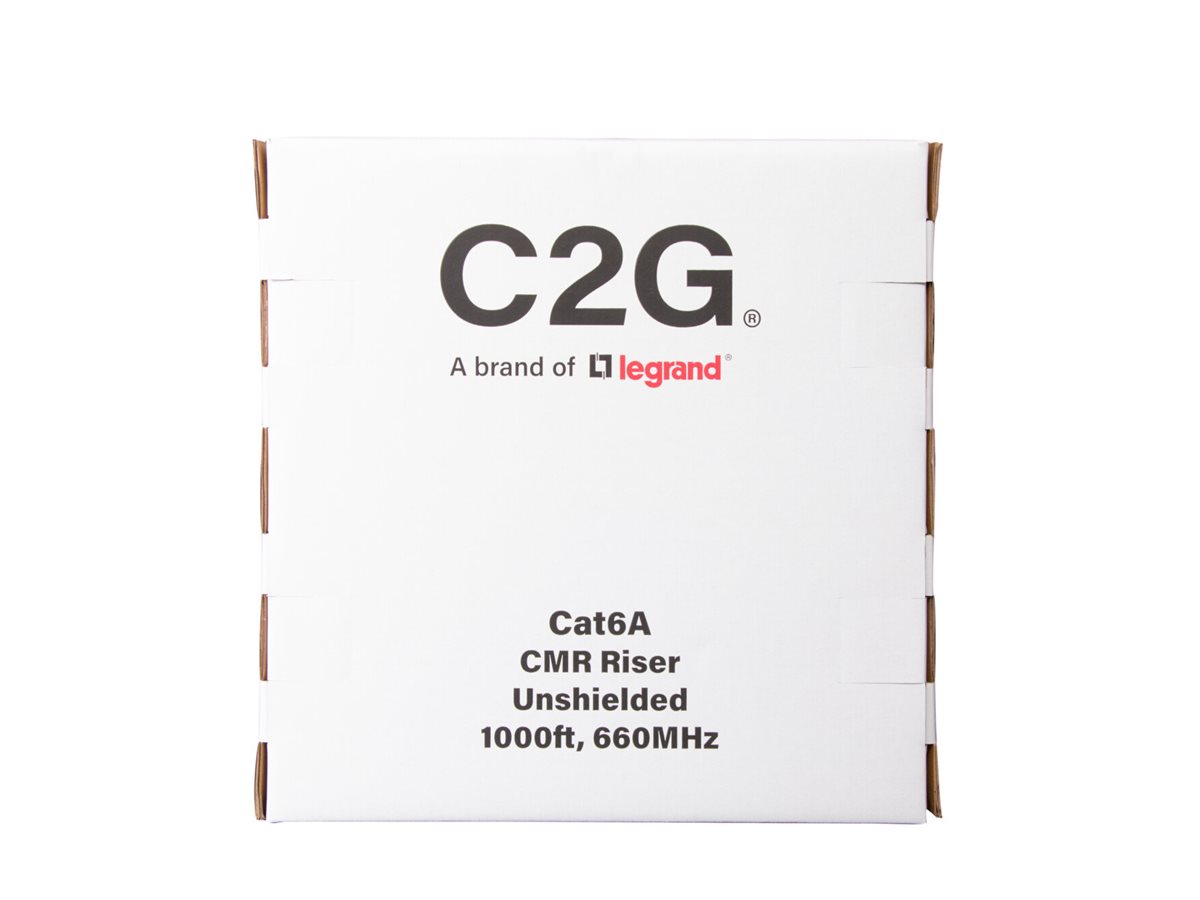 C2G 1000ft (304.8m) TAA-Compliant Cat6a Bulk Unshielded (UTP) Ethernet Network Cable with Solid Conductors-Riser CMR-Rated