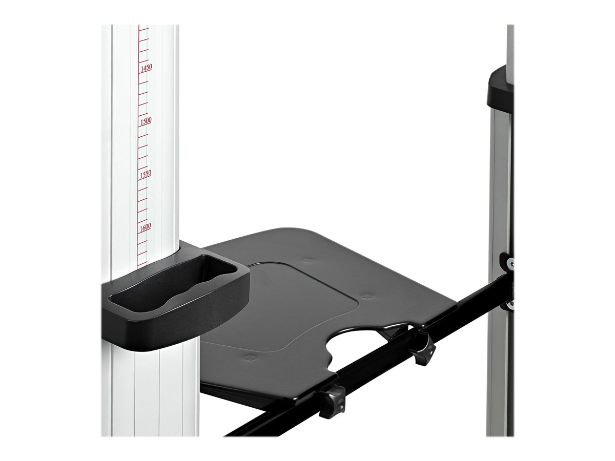 StarTech.com Dual TV Cart for 37-60in VESA TVs up to 110lb (50kg) each, Height Adjustable TV Mount, Mobile Display Cart w/ Webcam & Equipment Shelves, Lockable Casters, TV Cart on Wheels - Rolling TV Stand (STNDMTVDUO) vozík - pro 2 monitory / zahnuté monitory – foto 12