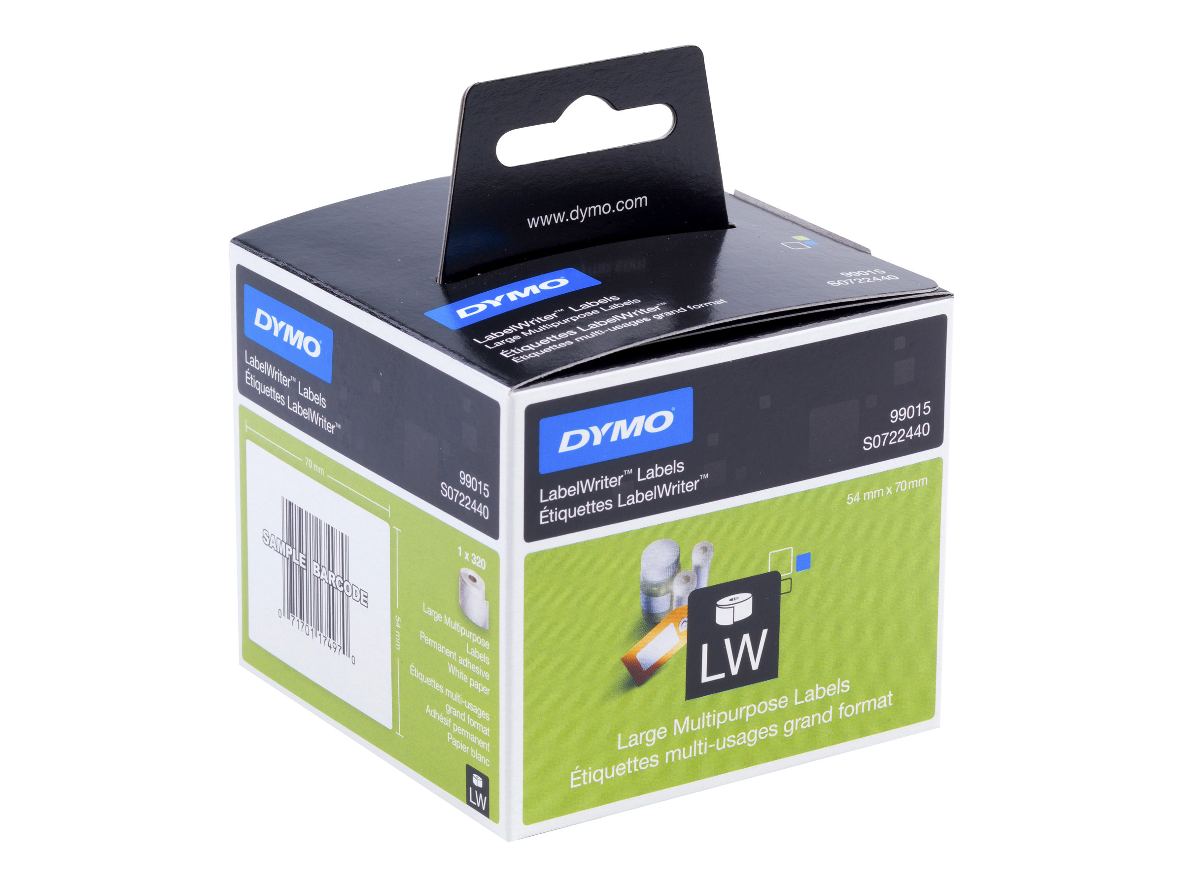 DYMO LabelWriter MultiPurpose multi-purpose labels 320 label(s) 54 x 70 Product shot Right-angle 80000