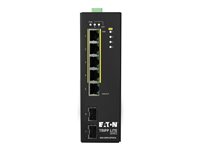 Eaton Tripp Lite series 5-Port Lite Managed Industrial Gigabit Ethernet Switch - 10/100/1000 Mbps, PoE+ 30W, 2 GbE SFP Slots, -10° to 60°C, DIN Mount - switch - 5 ports - smart - TAA Compliant