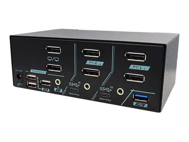 Rextron PAAG-ET3122B, KVM switch, 8K, dual monitor, with USB 3.2 Gen 2, audio, hotkey control for gaming, 2 ports