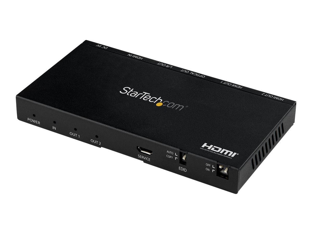 StarTech.com 2-Port HDMI Splitter (1x2), 4K 60Hz UHD HDMI 2.0 Audio Splitter w/ Scaler &amp; Audio (3.5mm/SPDIF), Dual HDMI Splitter (1-In 2-Out), EDID Copy, TV/Projector | www.shi.com