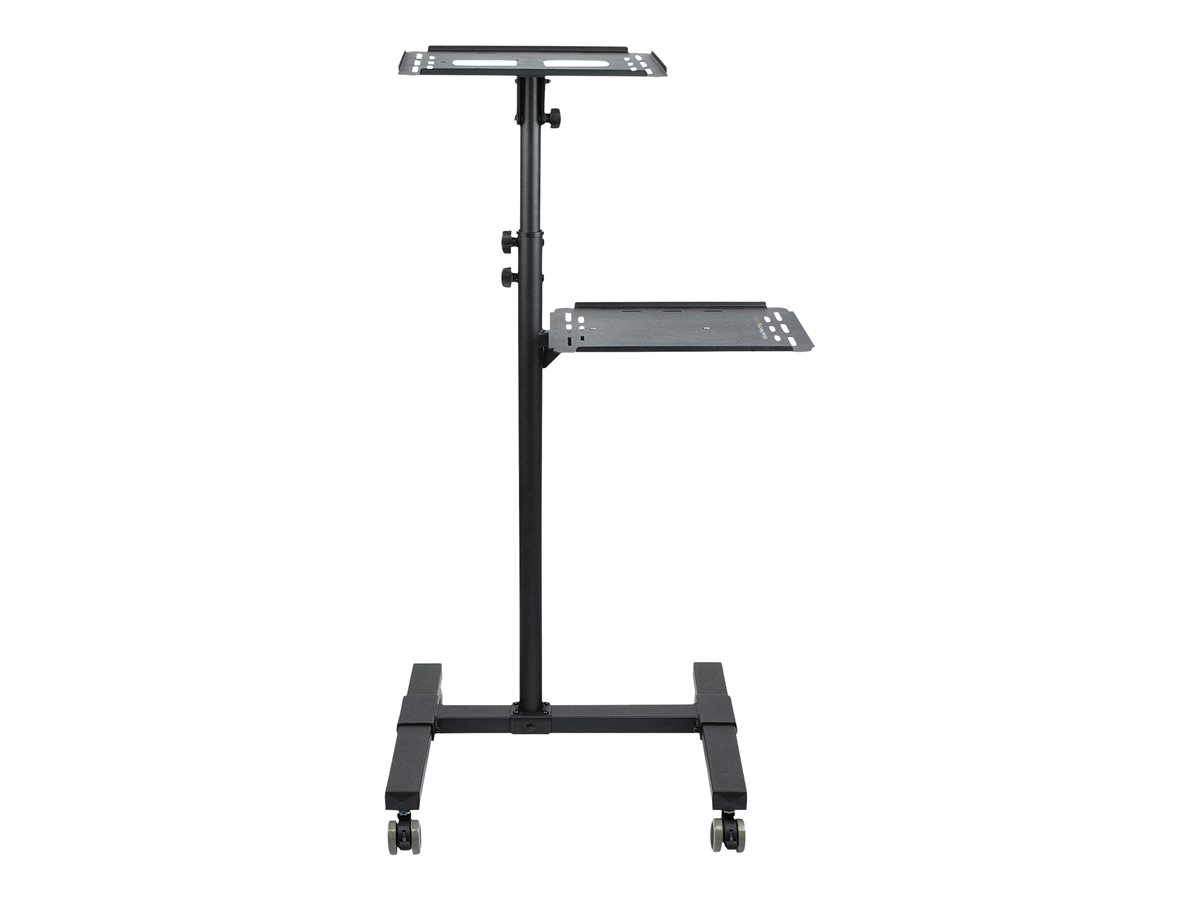 StarTech.com Mobile Projector and Laptop Stand/Cart, Heavy Duty Portable Projector Stand (2 Vented Shelves, hold 22lb/10kg each), Height Adjustable Rolling AV Presentation Cart with Wheels - Lockable Casters vozík - pro projektor/notebook - černá – foto 2