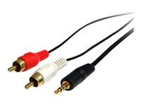 StarTech.com 3 ft Stereo Audio Cable - 3.5mm Male to 2x RCA Male - heaDPhone jack to RCA - Mini jack to RCA - 3.5mm to RCA (MU3MMRCA) - Audio cable - stereo mini jack (M) to RCA x 2 (M) - 92 cm - black - for P/N: HD202A, ST121HDBTSC, ST12MHDLAN4R, ST12MHDLNHK, ST12MHDLNHR, ST222HDBT, VID2HDCON2