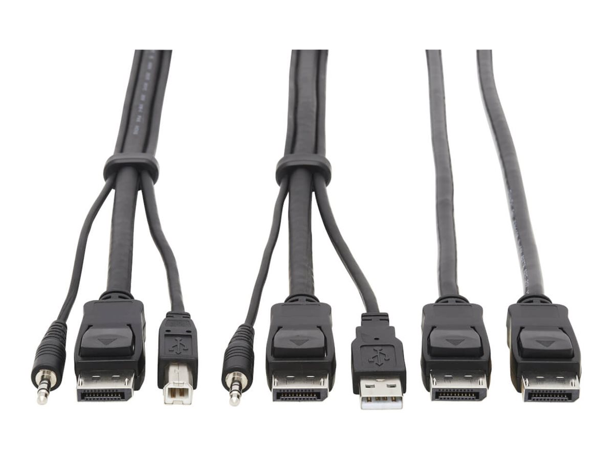 Tripp Lite Dual DisplayPort KVM Cable Kit 4K USB 3.5 mm Audio 3xM/3xM 6ft
